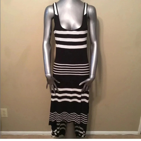 Rip Curl surf black/white striped maxi viscose dress suze large - Picture 4 of 7